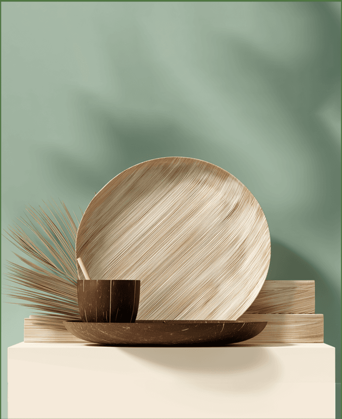 Sasi International eco-friendly palm leaf tableware